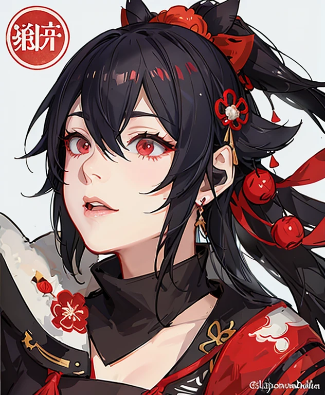 1girl, 独奏, black hair, hair ornament,  shoulders, japanese clothes, kimono, off shoulder, hair bun, sash, sarashi,　Oiran