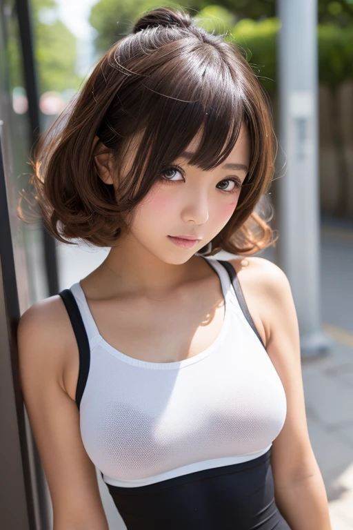 (highest quality、table top、8K、best image quality、Award-winning work)、one beautiful woman、25 years old、(alone:1.1)、perfect beautiful composition、(big and full :1.8)、perfect fit、(emphasize body line:1.1)、(very short cut hair:1.6)、(Perfect navy turtleneck sleeveless knit sweater:1.2)、(Elegant melton skirt:1.2)、(full body photo:1.1)、look away from the camera and smile、(Strongly blurred precise daytime Shibuya background:1.1)、glamorous body、、stand gracefully、droopy eyes、natural makeup、Ultra high definition beauty face、Ultra HD Hair、Ultra-high definition sparkling eyes、Super high resolution glossy lips、accurate 、(very bright and vivid:1.3)
