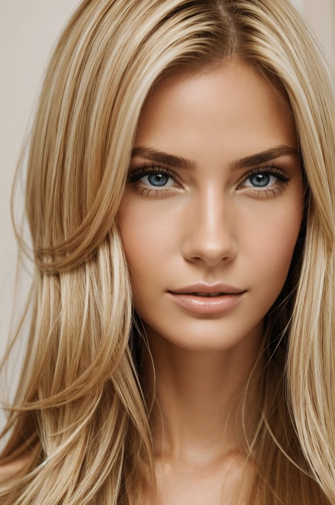 Face of a realistic blonde  woman 