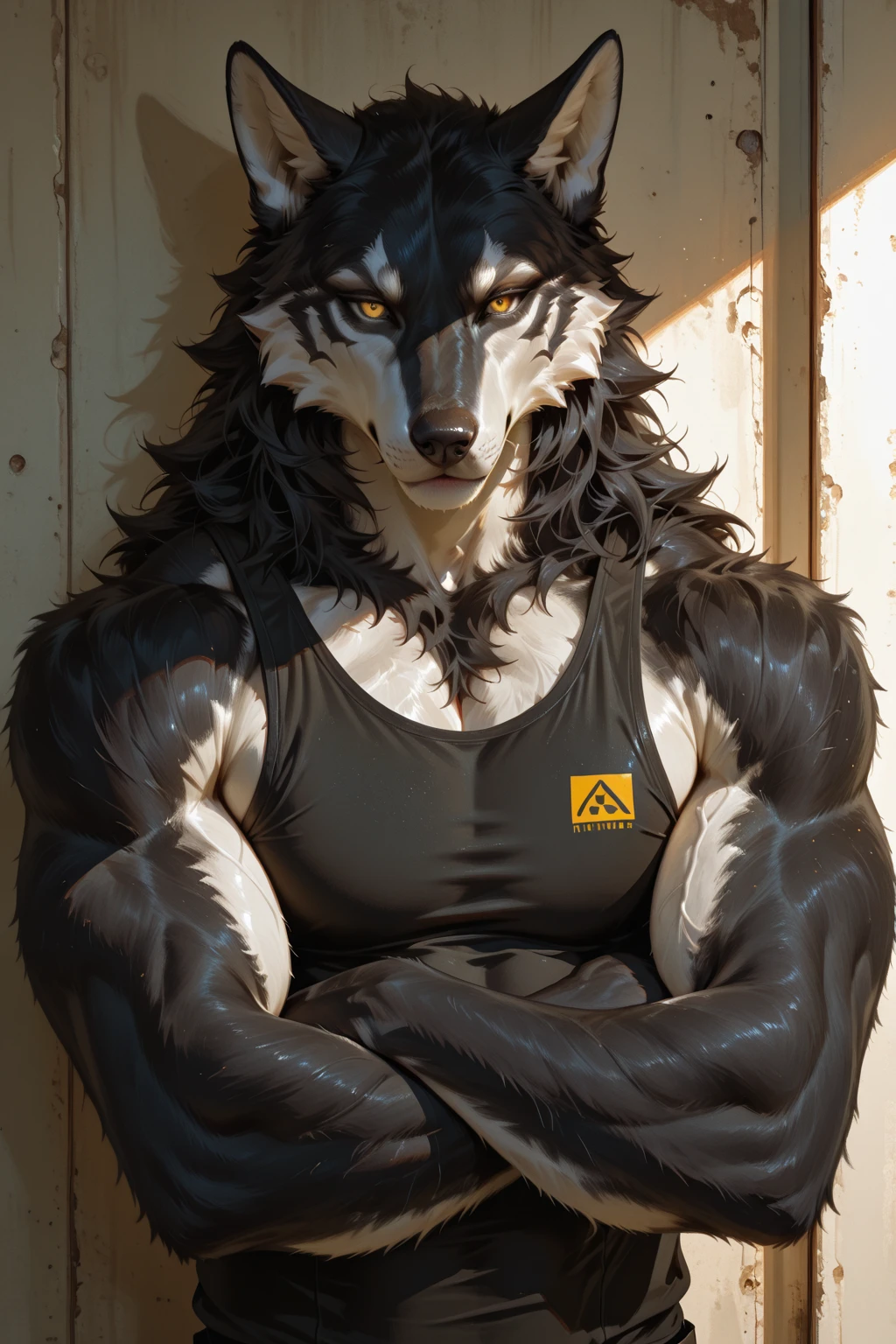 (score_9, score_8_up, score_7_up, score_6_up) BREAK (furry, source furry, uploaded on e621) BREAK robot, android, android skin, barcode tattoos on the body, (broken neck:1.2, damaged belly:1.2, damaged arms:1.2), cracked , solo, male, adult, , athletic, thin waist, white arctic fox, white fur, short messy dark blue hair, cute young face, talking, black mouth, canine teeth, blue robot eyes, hard , huge  armor, huge  plate, huge  plating,chip, circuit board, glowing mechanical parts, holster, gun, handgun, holding handgun, hand holding handgun, exploring, exploring the forest, forest, forest background, angry expression, looking away, BREAK good quality, best quality, high quality, high definition, hd, 4k, 8k, masterpiece, good proportion, perfect proportion, good , perfect  