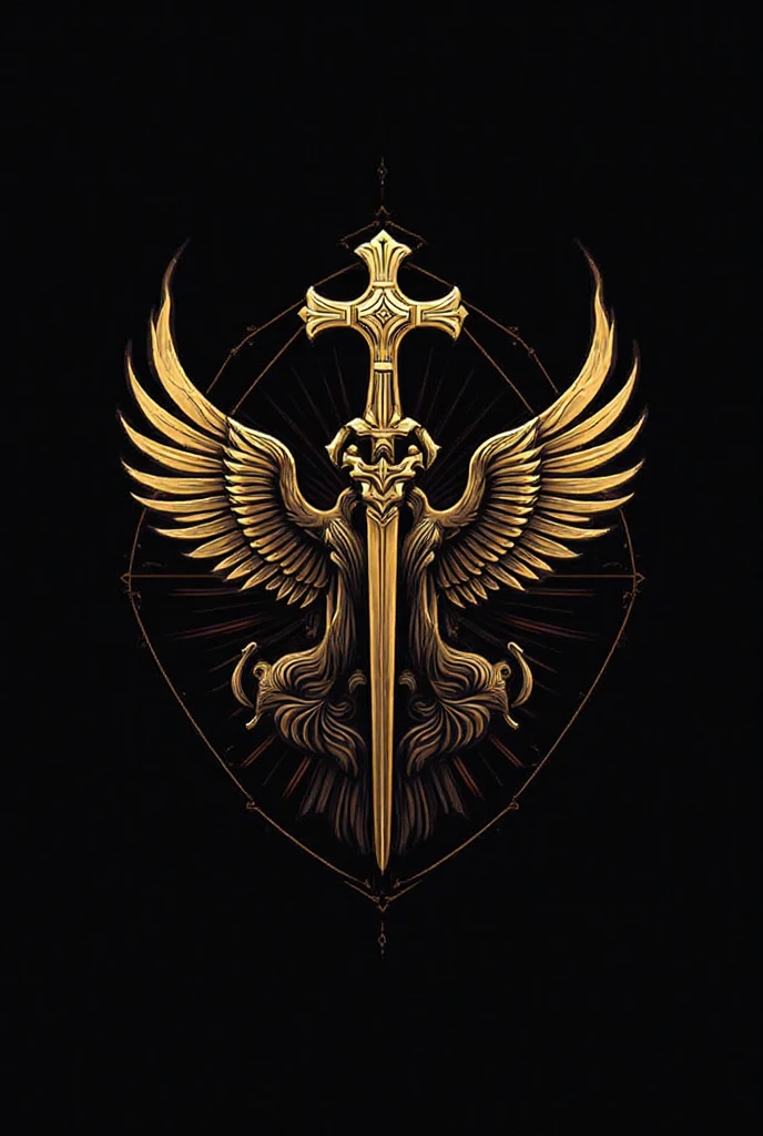 Sword slashes the black gold dragon，logo,breathingfire，watermarked：Kassel