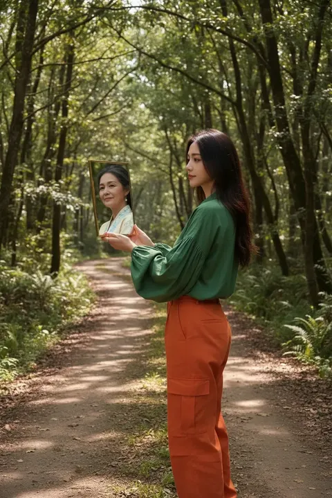 Mirror reflecting oneself in old age