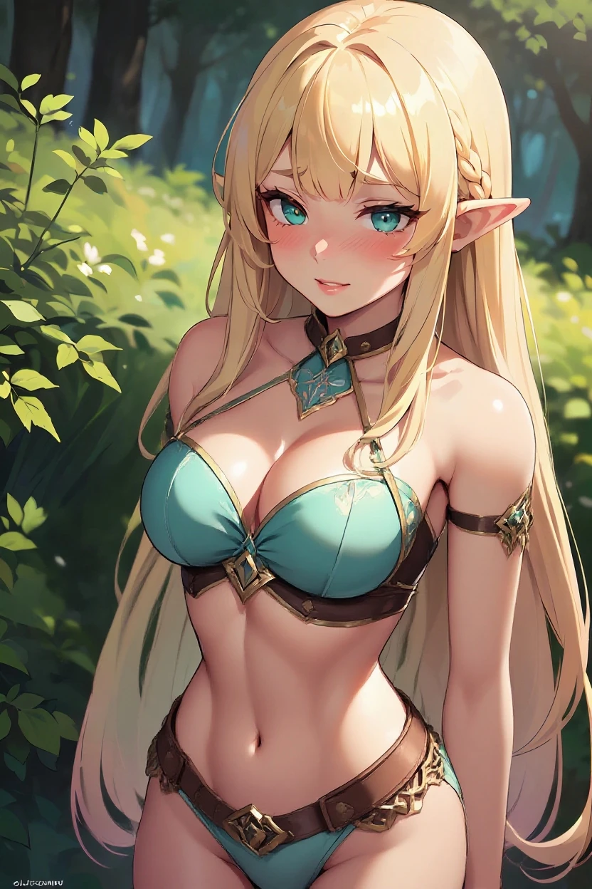 Elf　Beauty　Blonde　Beautiful breasts　Cape　bow　forest