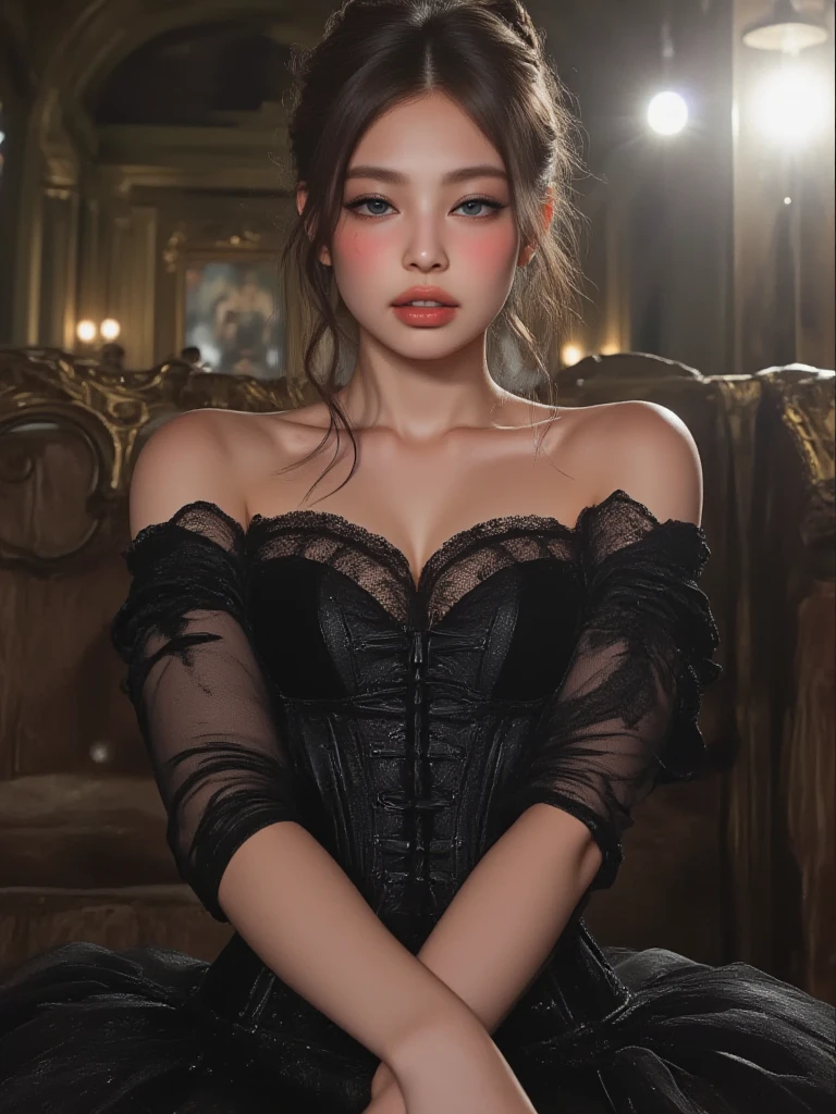 Design a card back featuring a single, elegant red rose. The rose should be detailed and lifelike, with deep, rich crimson petals that convey both beauty and a sense of foreboding. The background should be dark and mysterious, perhaps with subtle shadows or textures that add depth without distracting from the rose itself. The overall style should evoke a gothic or vintage feel, perfect for a horror-themed mentalism magic trick.