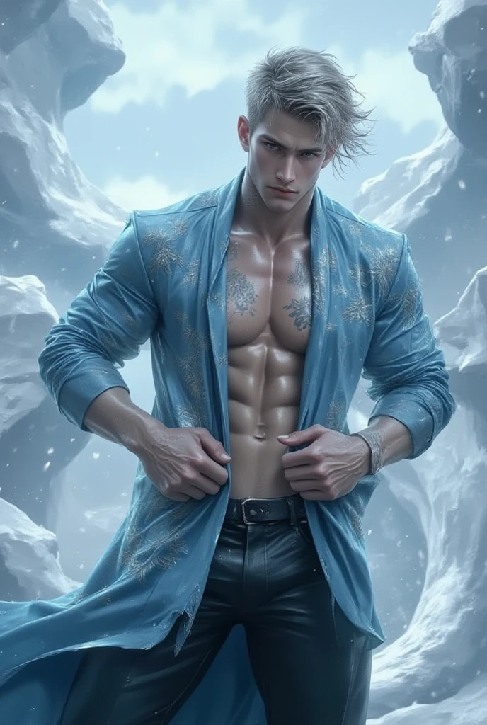 Photo-realistic, ((best quality)), ((masterpiece)), (detailed), (albino:1.6), masculine portrait of ice king,18-year-old male models, handsome, tall, cute looking, cute look, evil looking, powerful, young male model, handsome, clean shave, handsome model, clean shave, blue eyes (silver messy short hair:1.4), short curly messy silver hair, messy curly hair, short hair, super strong, muscular, fit, massive muscles, six pack, shirtless, ????-chested, muscle, ripped, strong body, fit body, half-?????, ???????, muscle, ripped, strong body, fit body, great ?????, amazing arms, ice crown, (ice male masculine crown:1.4), (snow storm:1.5), white antique ice spartan loincloth, white linen antique draped cloth skirt, snowy forest, (snowy mountain background:1.5), (in the middle of nowhere:1.4), isolated, (remote:1.4), out of the way, lonely, (secluded:1.4), secluded, 8k, high detailed, ultra-detailed, Stylish Pose, real skin texture, dark cinematic lighting
