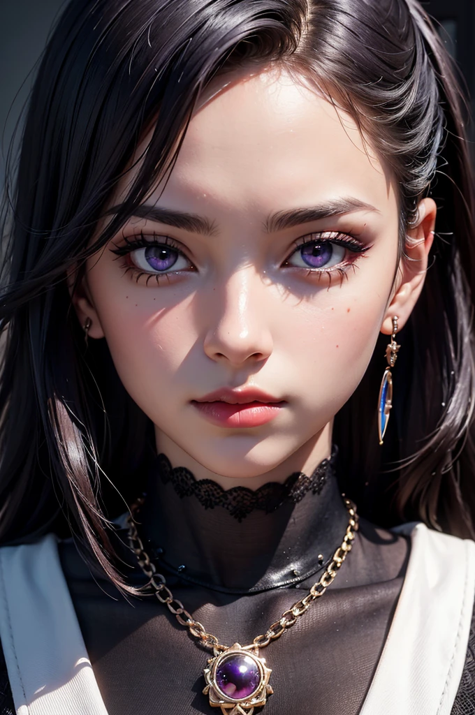 master part, best quality, ultra-detalhado, illustration, , , 1girl,sozinho, corpo da imagem, flor, Olhando para o Viewer, , , Purple eyes, olhos de joia, olhos extremamente detalhados, Rosto extremamente detalhado,, , estrela (heaven), constellation,  energia roxa,  railing, Meteoro