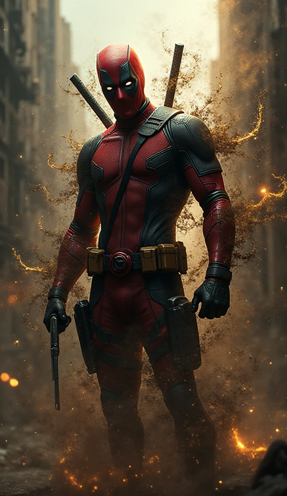 Deadpool, Action Pose, Epic Scene, Many Fine Details, Movie Style, Photography, Natural Textures, Natural Light, Natural Blur, Photo Realism, Cinematic Rendering, Ray Tracing, Top Quality, Highest Detail, Cinematic, Blur Effect, Long Exposure, 8K, Ultra-HD, Natural Light, Moody Lighting, Cinematic Lighting, Hyper Realistic, Vibrant, 8k, Detailed, Ultra Detailed,
