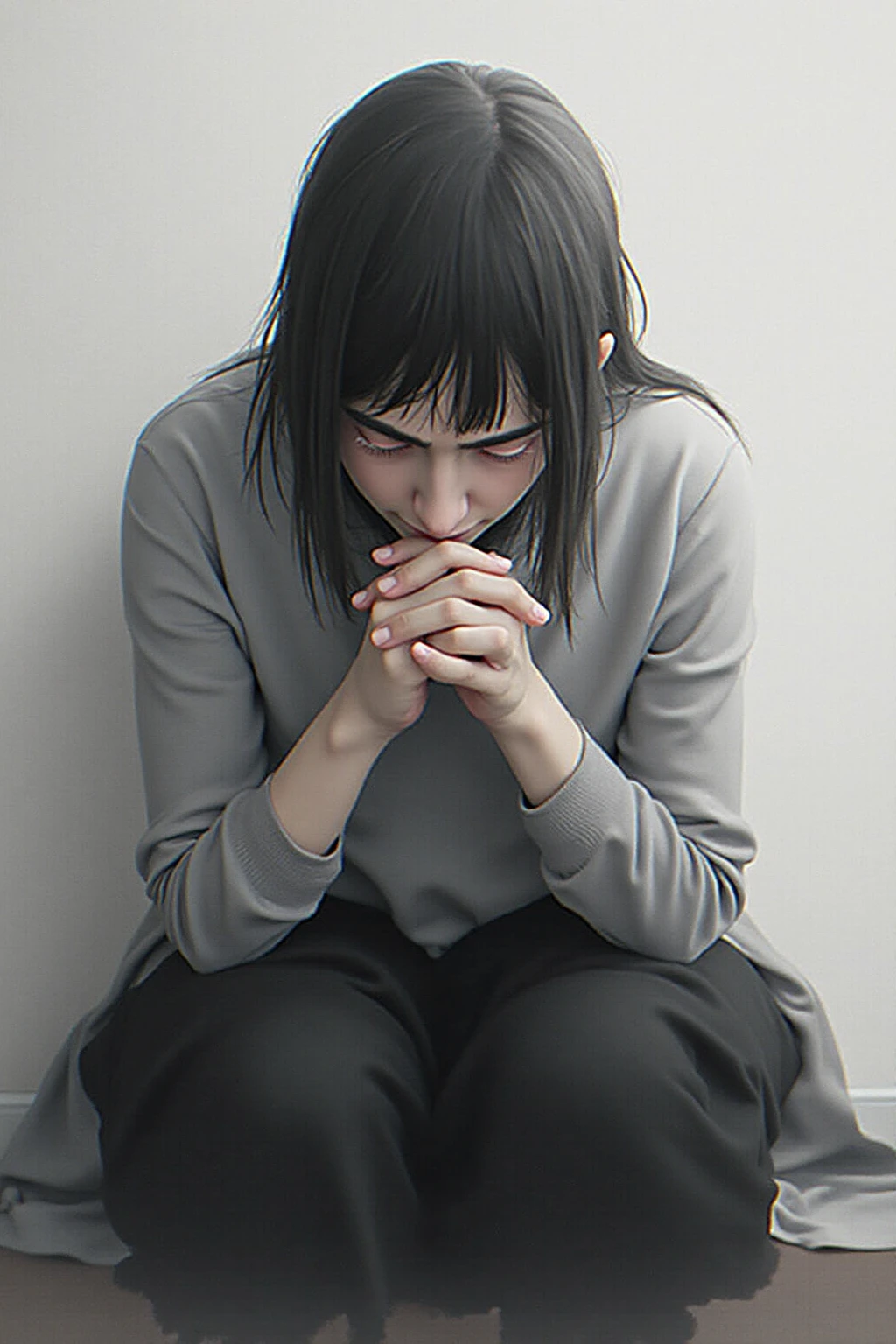 A person on his knees in prayer.