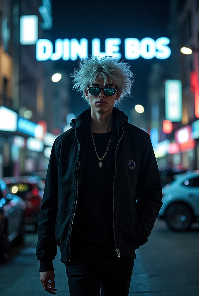 homem arafiado de jaqueta preta parado na esquina com um telefone celular, cai xukun, vestindo jaqueta de couro cyberpunk, um homem vestindo uma jaqueta preta, very aesthetic leather jacket, Vestindo jaqueta de couro Samcrow, Yanjun Chengt, jossi do blackpink, vestindo roupas cyberpunk, hyung tae, wearing Japanese techwear, Jung Jaehyun, Steve Zheng, Jungkoook 