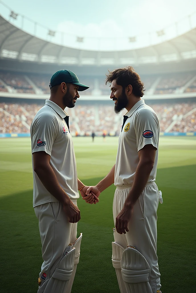 A 18 years old boy meets Virat Kohli and given Shake hand in cricket stadium Virat Kohli in indian jursey 
