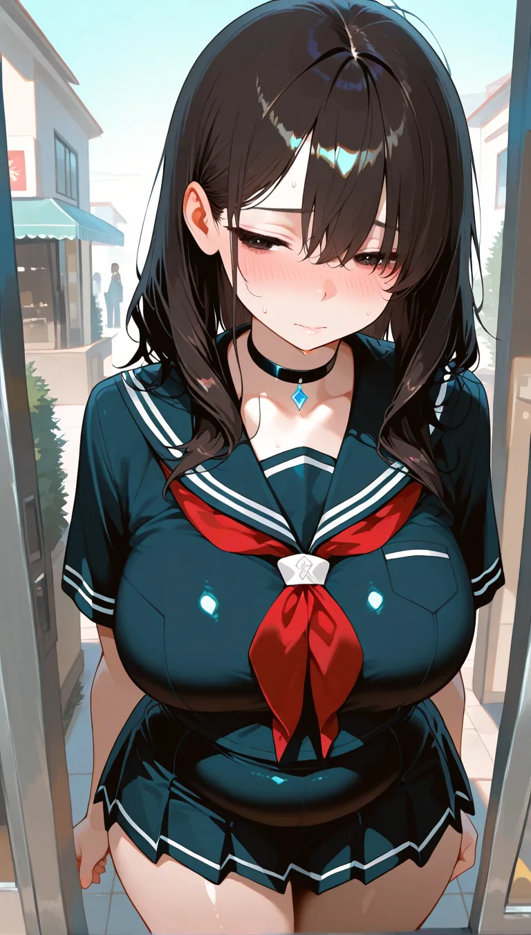 ((((perfect , super detailed skin)))), 1 girl, japanese, high school girl, shiny skin, :0.5, looking away, watching the view, 
beautiful hair, beautiful face, beautiful detailed eyes, (long hair:1.4, side ponytail:1.7), , brown eyes, 
beautiful clavicle, beautiful body, beautiful , beautiful thigh, beautiful legs, babyface, mole under eye, 
((short sleeves, navy sailor suit, navy pleated skirt, navy sailor collar, red sailor scarf), short boots, (beige coat, open the coat myself)), extremely , wet ,  thighs, , ((animal collar)), 
((hands between legs, hands on , leaking :1.7, leaking poop:1.5)), 
((, ashamed, drooling, open your mouth wide)), (((walking,  toys in panties), female , abused, object insertion, )), 
(beautiful scenery), winter, midnight, hokkaido, sapporo, odori park, christmas, christmas tree, illumination, tv tower, snow, snowfall:1.4, freezing weather, frost, 
(8k, top-quality, masterpiece​:1.2, extremely detailed), (realistic, photorealistic:1.3), beautiful illustration, cinematic lighting,