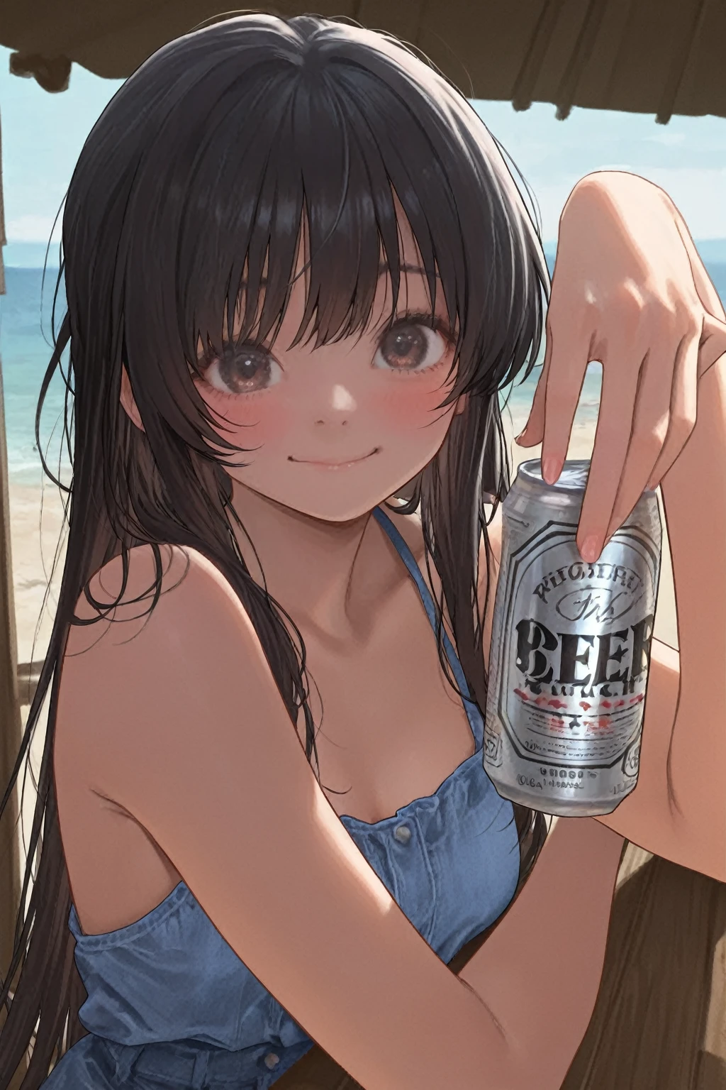 (masterpiece:1.4), (Highest quality), (detailed) Break 1 Girl, Animal ears, Animal print, Bell, bikini, Black Hair, , Cow's ear, Cowgirl, cow horn, Cow pattern, cowBell, gloves, Grin, horn, large , Long Hair, belly button, print bikini, Purple eyes, side-tie bikini bottom, smile, alone, Stomach, Swimwear, Thigh straps, white gloves