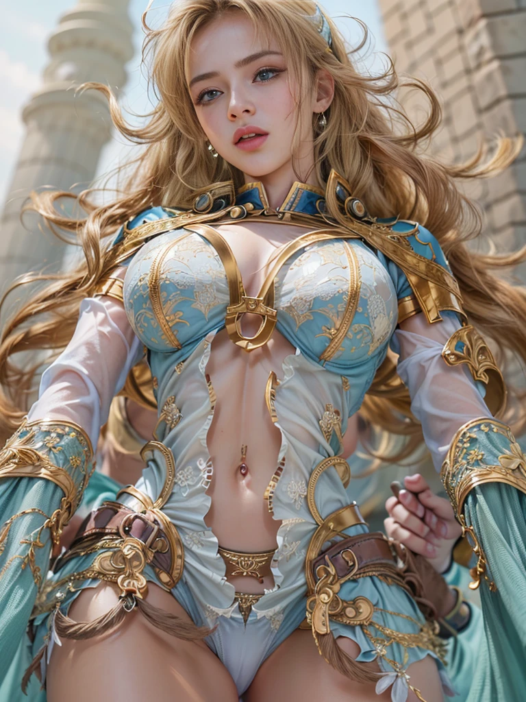 very cute, Blonde Hair, Big smile, Thunder Storm and lightning, One 20-year-old girl, 1. Goddess Athena, The beautiful, flawless face of the goddess Athena, delicate yellow nightgown, Lots of ???? black lace detailing、Long sheer sequined nightgown, A beautiful pale red silk half veil, Legends of female saints, Icons of female saints, Beautiful goddess-like glitter, Dark and mysterious version, Vermilion lips, Plump red lips, ((口をclose:0.9)), Complete teeth, Symmetrical incisors, Bright white teeth, ((Angry face:0.8)), delicate and beautiful pino detailing, delicate and beautiful lip detail, (Pure and perfect face: 1.9), Female Eucharist, Round ???????, 大きくてRound ???????, Phoenix Brooch, Long, flat bangs, Long black hair, Beautiful, clear face and well-proportioned eyes, (Pale pink eyes with transparent irises: 1.8), (Big round eyes and makeup, ???? wet eye makeup, So beautiful、Careful hair and makeup, long and delicate blonde hair, delicate, Body image: 1.8), shape: Brilliant and, (The stars that make up the sky々: 1.7), (The Gate of Heaven and Imaginary Time and Space: 1.8), Imaginary art, RAW Photos, hanfu pictures, Best Photos, High resolution, 最high quality, Best Photos, Best Goddess Quality, 8k female, Super 8 Single Saint Portrait, The most true color scheme, masterpiece, Best Beauty Brands, Best Hair Jewelry, Brand real photo, Dark studio, Border Light, Two-tone lighting, (Rosy white skin: 1.4), (High skin detail: 1.1), 8k uhd, SLR, Soft Light, 8k, high quality, Frank, Smooth and sharp volume, 10x more pixels, ???? Goddess, ???? Goddess, (Background Space: 1.8), (The most beautiful aurora eye: 1.7), Beautiful Eyes, The aurora is beautiful and flower-like, (Beautiful single women: 1.8), (see here:0.8), close, Approaching the Goddess, Clear and unrealistic