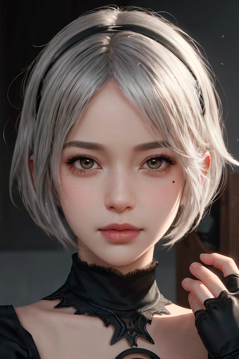 ((masterpiece)), ((best quality)), (ultra-detailed), ((extremely detailed)), 4K, (8K), best quality, a beautiful woman, ((beautiful light gray hair)), shiny hair, ((fluffy bob cut)), light blue eyes, detailed skin, freckled skin, flushed cheeks, 20 years old, , ((Plain black oversized T-shirt, Upper body)), ((solid red background)), like a model