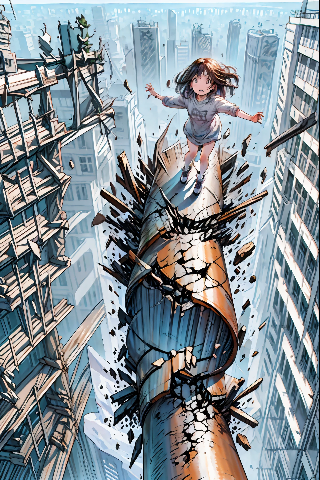 Super Powers Homeless、Psychic Standing Inside the Collapsed Building、stunned expression、Strenuous Posture、Destroyed environment、Dark and Desolate Atmosphere、4K ultra-high definition photo、REALISTIC TEXTURE、Horrifying Dark Tones、Ruins Concept Art、Photographic Rendering、Extreme Textures and Details、HDR、Professional、Vivid Colors、The Blown Away Town、Collapsed Building