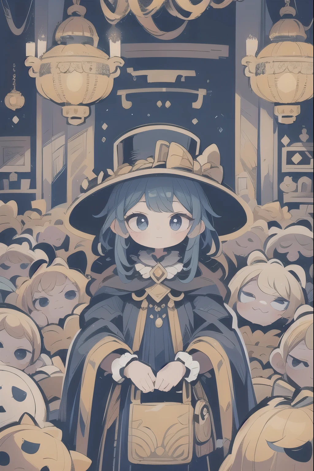 Inside a grand opera house, a man in a tailored cloak and top-hat blends into the crowd. As chandeliers sparkle above, he gracefully pockets a diamond necklace from a noblewoman’s purse. His face is masked with charm and mystery, and his clothing is rich with baroque patterns and golden buttons.