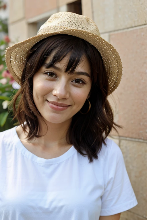 Femme mexicaine, 30 ans, cheveux ondulés, peau brune, yeux sombres, sourire, vêtements d'affaires mexicains, robe sexy, réaliste, avec une expérience dans un marché dynamique, 8k super réaliste, detallada y réaliste. (A 30-year-old Femme mexicaine, cheveux ondulés, peau bronzée, yeux sombres, souriant, porter une tenue de travail traditionnelle mexicaine, fond de marché dynamique, de haute qualité et réaliste.)