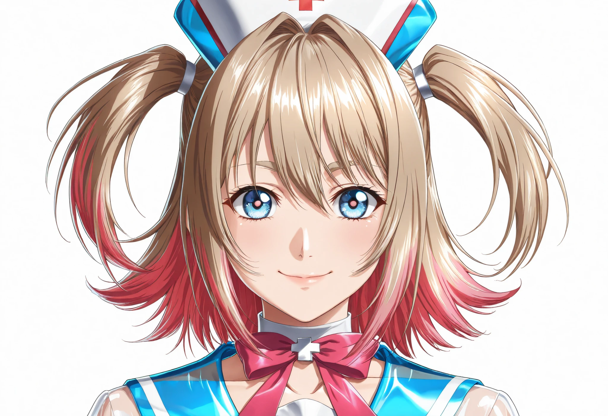 (Yokota Mamoru style),Charming Smile,(portrait :1.4),(Yokota Mamoru style),("light brown hair color that faces the front naturally,Twin Tail Hair"),
("Transcendental Cuteアイドルフェイス"),
("Wear an ultra-clear lateX sailor costume that is all over the short sleeve,wear the most clear lateX clear lateX clear pink ribbon"),
("Wear an Ultra Clear LateX See-through LateX Sailor Costume Style {X} Wear an Ultra Clear LateX See-through LateX Sailor Costume Style {X} Short Sleeves Super Clear See-through LateX,wear an ultra-clear lateX see-through sailor top with the full surface of the short sleeve,wear an ultra-clear clear lateX see-through clear blue sailor miniskirt with the highest transparency on the entire surface of the ultra-transparent clear clear blue"),
("ultra real super clear see through sailor costume style"),
("with the Most Transparent Background"),
masterpiece, photorealistic, Impressionism, Very detailed, depth of field, dynamic lighting, Highest Quality, very aesthetic, 8k, Highest Quality, Clear Focus,
realistic.
1girl, gal idol, beautiful ,Frontal position と顔,
("Highlights Super Clear Ultra Clear ,Best Ultra Realistic Ultra Clear TeXture"),
("Facing Front,Frontal position "),
("Transcendental Cute顔,Transcendental Beautiful Girl"),
("Clear Eyes,small face,EXtremely beautiful,Transcendental Cute"),
("cute double eyelids, thin eyebrows,closed mouth"),
("blonde and pink hair"),
("Super Clear Nurse Female"),
("brightest lighting and light、It is shot in an ultra-clear space"),
bang. Real skin,
shot from the front, face focus,
on a bra, dynamic angle.