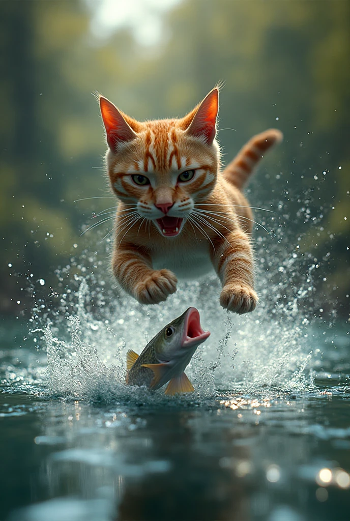 Video of cat catching fish - SeaArt AI