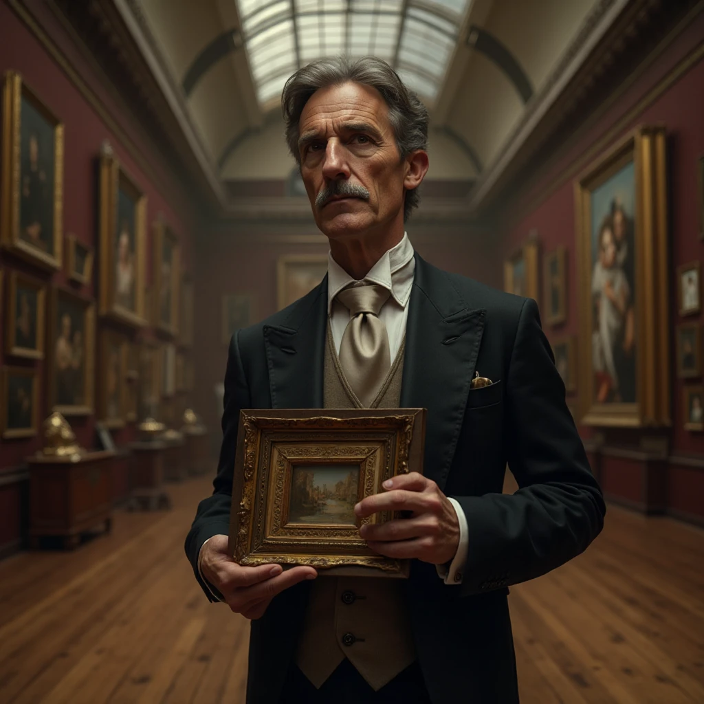 Masterfiece An elegant londineer gentleman with an ancient picture under his arm ...