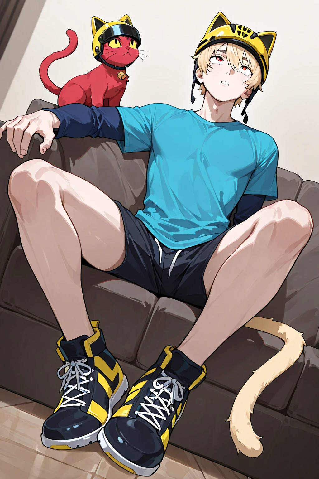 score_9,score_8_up,score_7_up,score_6_up,score_5_up,source_anime,source_furry, hadrian,from above,fisheye,sitting and show foot,shanding and show sole,standing on one leg,foot focus,sole,barefoot,no shoes,  furry male, fox boy,paw_sloe,sharp_toenails, pawpads, shorts, (stinky feet:1.3)