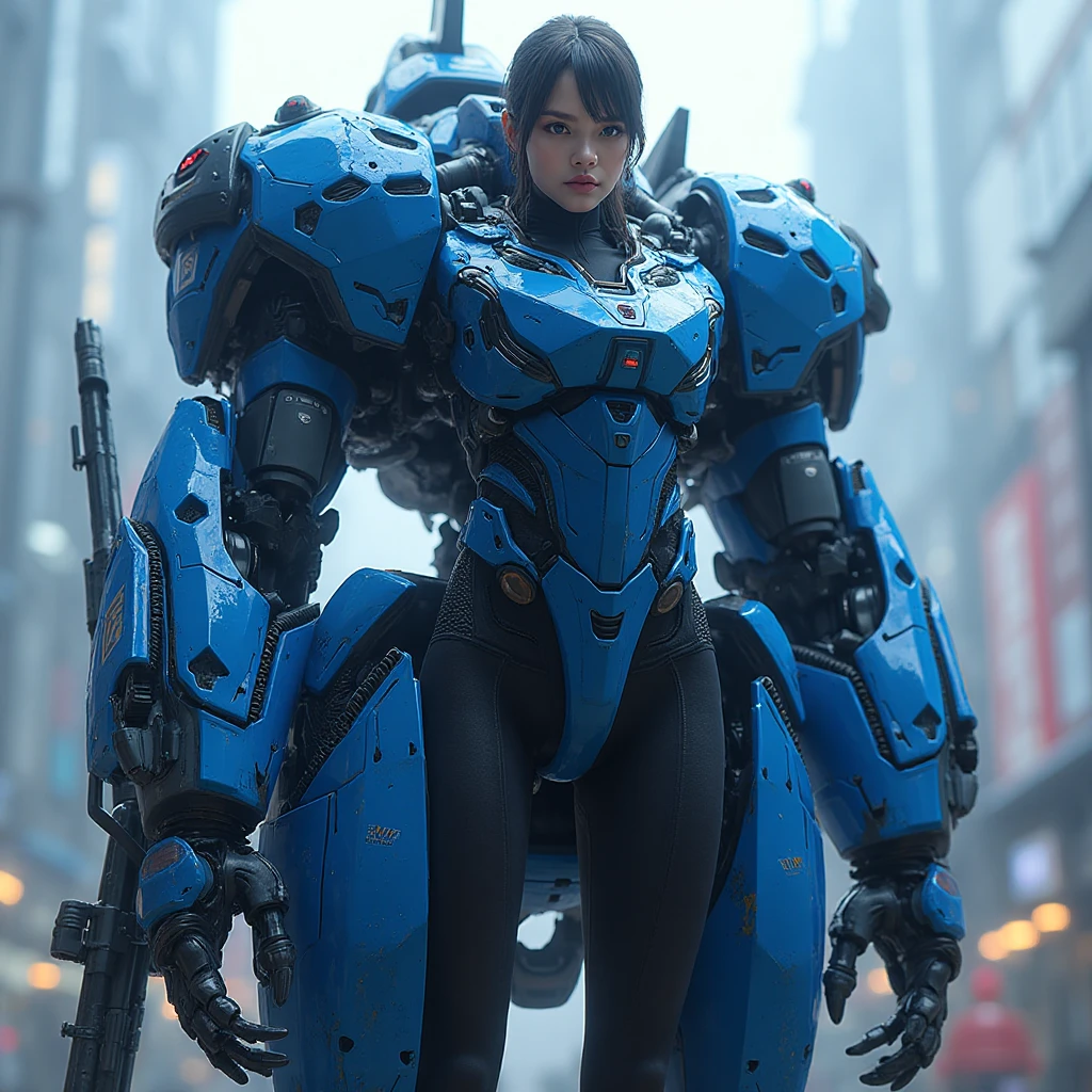 Textured skin, Super Detail, high details, High quality, Best Quality, hight resolution, 1080p, hard disk, Beautiful,(Iron Patriot),beautiful cyborg woman,Mecha Cyborg Girl,Battle Mode,Girl with a Mecha Body,She wears a futuristic Iron Patriot mech,Fulll body Shot