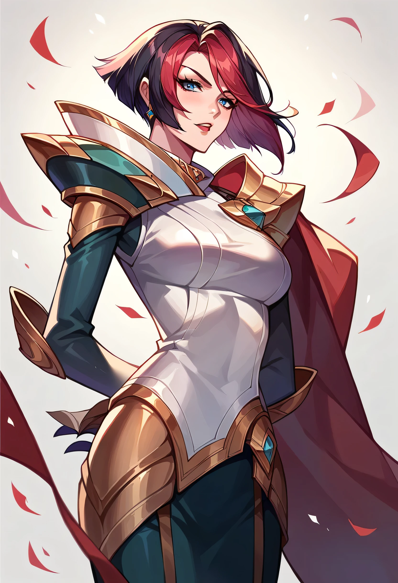 score_9, score_8_up, score_7_up, BREAK source_anime, best quality, masterpiece, 1girl, shiny skin, FioraNormal, black and red hair, FioraNormal, 1girl, solo, black and red hair,