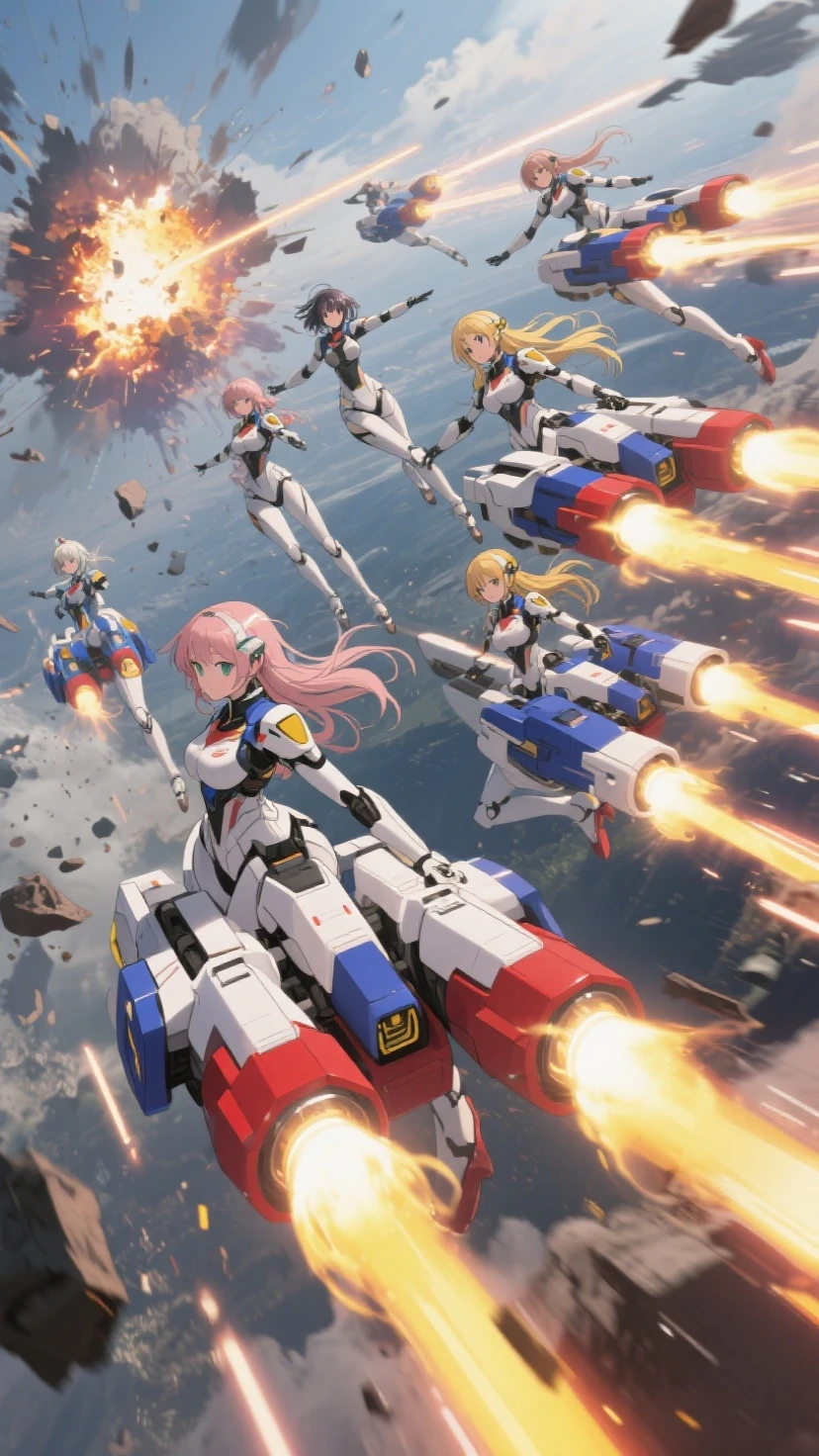 ((multiple girls:1.3)), ((moe style:1.3)), ((power armor:1.3)), ((rocket launcher:1.3)), ((hell:1.3)),  ((large breasts:1.3)), ((centerfold:1.3)), ((extremely feminine:1.3)), perfect hands, ((perfect face)), ((extremely cute:1.3)), ((masterpiece)), ((8k)), ((best quality)), ((beautiful)), ((extremely detailed:1.3)) , ((absurdres)), AddXL, ((score_9:1.3)), ((score_8_up:1.3)), ((score_7_up:1.3)),