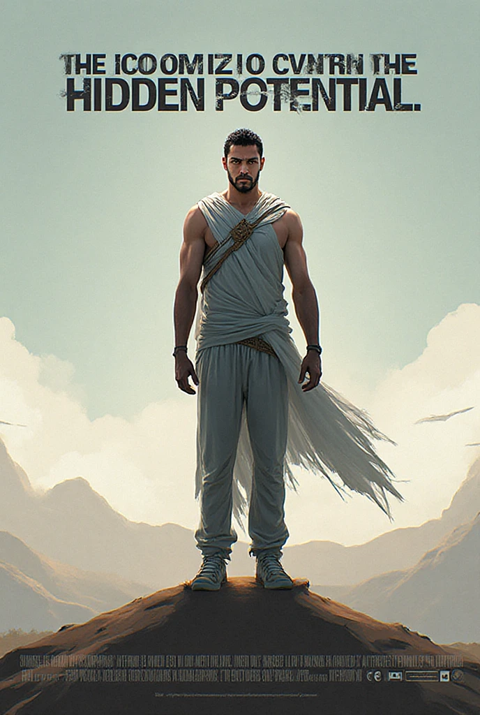 Amidst a surreal cloudscape, a muscular,  man stands with an intense gaze, correct looking , well-shaped , smooth  and , his chiseled physique partially enveloped by ethereal, he stands in white clouds. The contrast between his strong, defined features and the soft, dreamlike mist creates a striking visual, evoking a sense of otherworldly strength and serenity