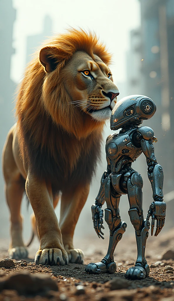 a humanoid transformer robot in cheetah mode, cheetah beast mode, talking to a startled woman, downtown new york, (best quality,4k,8k,highres,masterpiece:1.2),ultra-detailed,(realistic,photorealistic,photo-realistic:1.37),concept art,highly detailed, 8k, photorealistic, cinematic lighting, vibrant colors, dramatic pose, hyperrealistic, intricate details, cinematic composition
