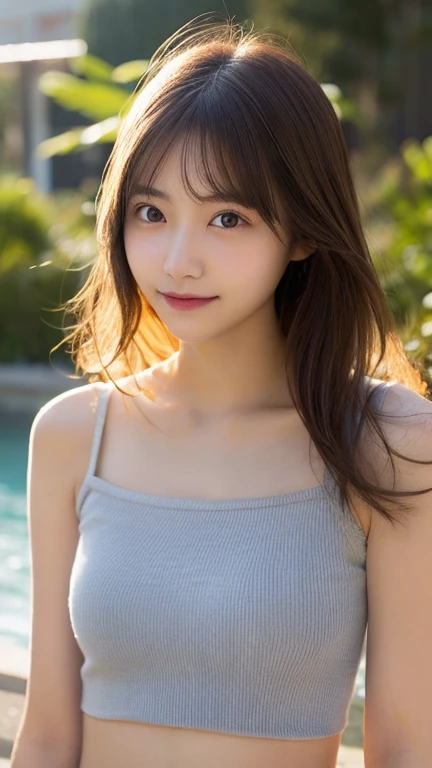 (((32ｋ,high details,high detail、masterpiece,attention to detail,alone))),Raw photo & realistic atmosphere,beautiful dark blue eyes,detailed mouth,glossy lips,thin eyebrows,fine eyes、Soft white skin that shines in every detail、her deep black eyes are so beautiful,lip details、very beautiful face,very well-shaped face、lifelike face,shining beautiful lips,beautiful eyebrows,infinite reality, Realistic young gravure idol,she'she'she'she'she'she'she'she'she'she's a very cute woman , young gravure idol, young gravure idol, She is a very beautiful and cute 20 year old beauty.....,An incredibly beautiful and elegant 20-year-old beauty,natural soft light,（shiny hair,,Beautiful and kind eyes：1.5）,gentle smile,well-shaped ,medium long hair,seaside，bikini,beautiful posture,no makeup,whole body，background sea，