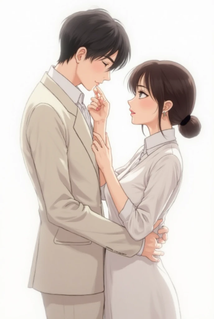 college student couple,Still face, black hair, Multiple cats,Carrying a cat, living room