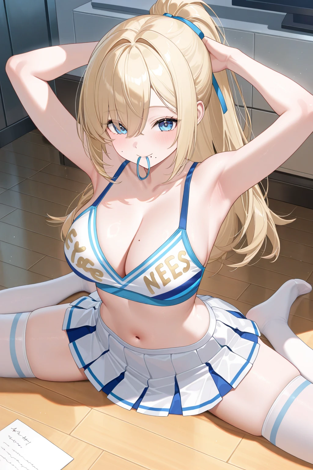 (Thynasha:1.2),dark blue hair,very long hair,hair between eyes,bangs, (miritary beret, black jacket, ????????????, cleavage, midriff, black shorts, black thighhighs, thigh strap, fingerless gloves, single glove:1.2) , (dynamic angle:1.3, front view:1.1, ????????????:1.3, from below:1.2), (dynamic posing:1.5, ???? posing:1.2, leaning forward), (seductive smiling:1.3),(*K) HD, highest quality, WorKs of masters, High resolution, ???????????, panties shot,1 girl, small nose,(with sparkling eyes and a contagious smile), very beautiful detailed face and eyes, bright colors, cute face, delicate beautiful face, Bright magenta eyes, cute eyes, sparkling eyes, Big eyes, (???????????:1.3), (perky ?????:1.1), (pointed ?????:1.0), medium ????, glamorous body, white skin, smile, thin pubric hair, shiny hair, super beautiful face, Super beautiful eyes, Super beautiful hair，trendy outfit，???? and attractive，explosion of colors，big hairpin，full body esbian，illegal occupation, Real World, Natural light,perfect Natural light,looking at viewer,
