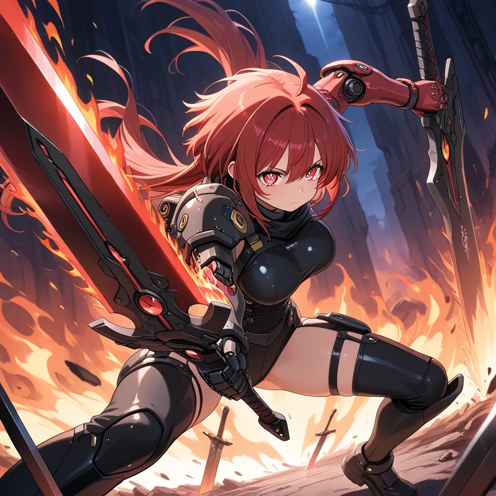 1girl, 
brave perspective, holding sword, 
skimpy black armored battle dress, armored thighhighs,
dynamic,
fantasy background,
 <lora:brave-perspective:1>