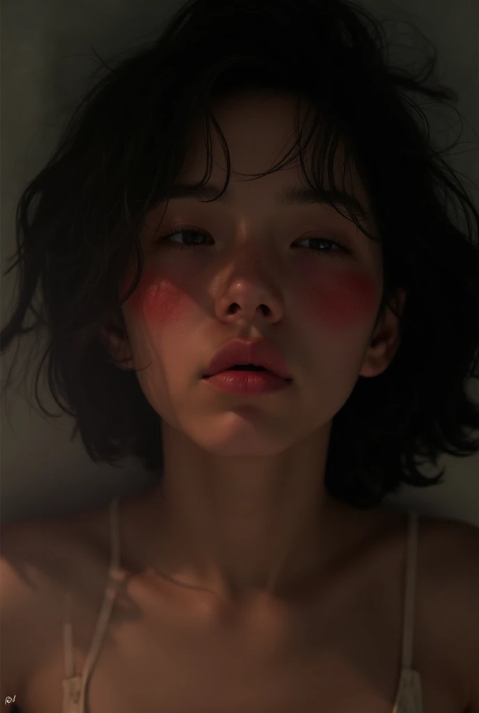 Surrealism, high detail, movie lighting, Ray tracing, perspective, Shoot at eye level, ultra high definition, masterpiece, textured skin, 4K, Best quality  open mouth and closed eyes with  on the bed