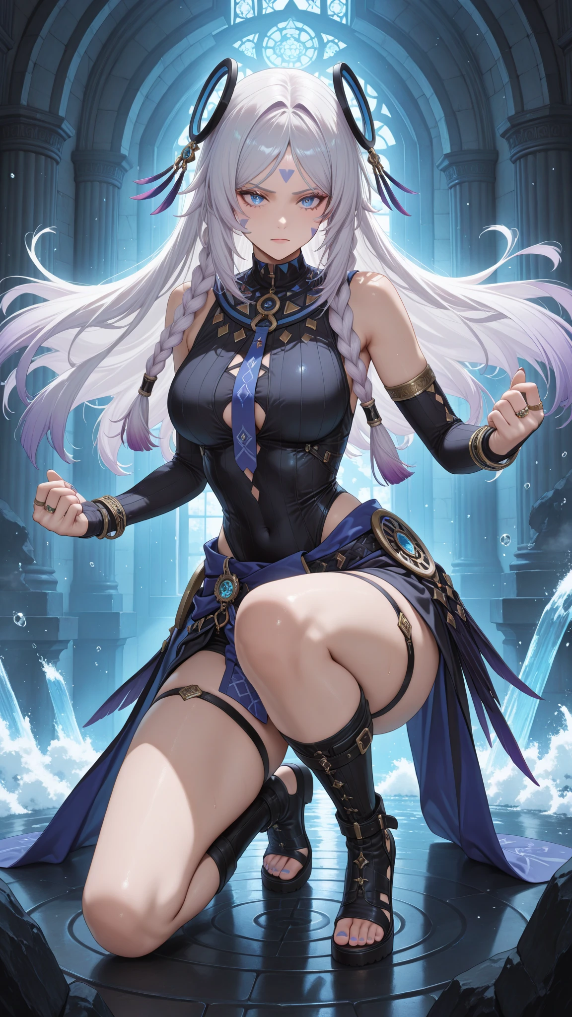 Anime Kawaii  Perfect Slim sensual body large  and huge thighs, An intricate and highly detailed illustration of アニメ (Young girl). hair with highlights, shiny hair, hair capsules, multi colored eyes, moderno, アニメ, cinematic lighting, Glow Up, zoom layer,  pov, ultra HD, texturized skin, super detaill, high qualiy, best qualityer, High details, work of art, cyber punk, futuristic metropolis, neon lights, Meia-noite, Secret agents in science fiction films, A spy wearing a highly functional suit, ((Purple Suit))