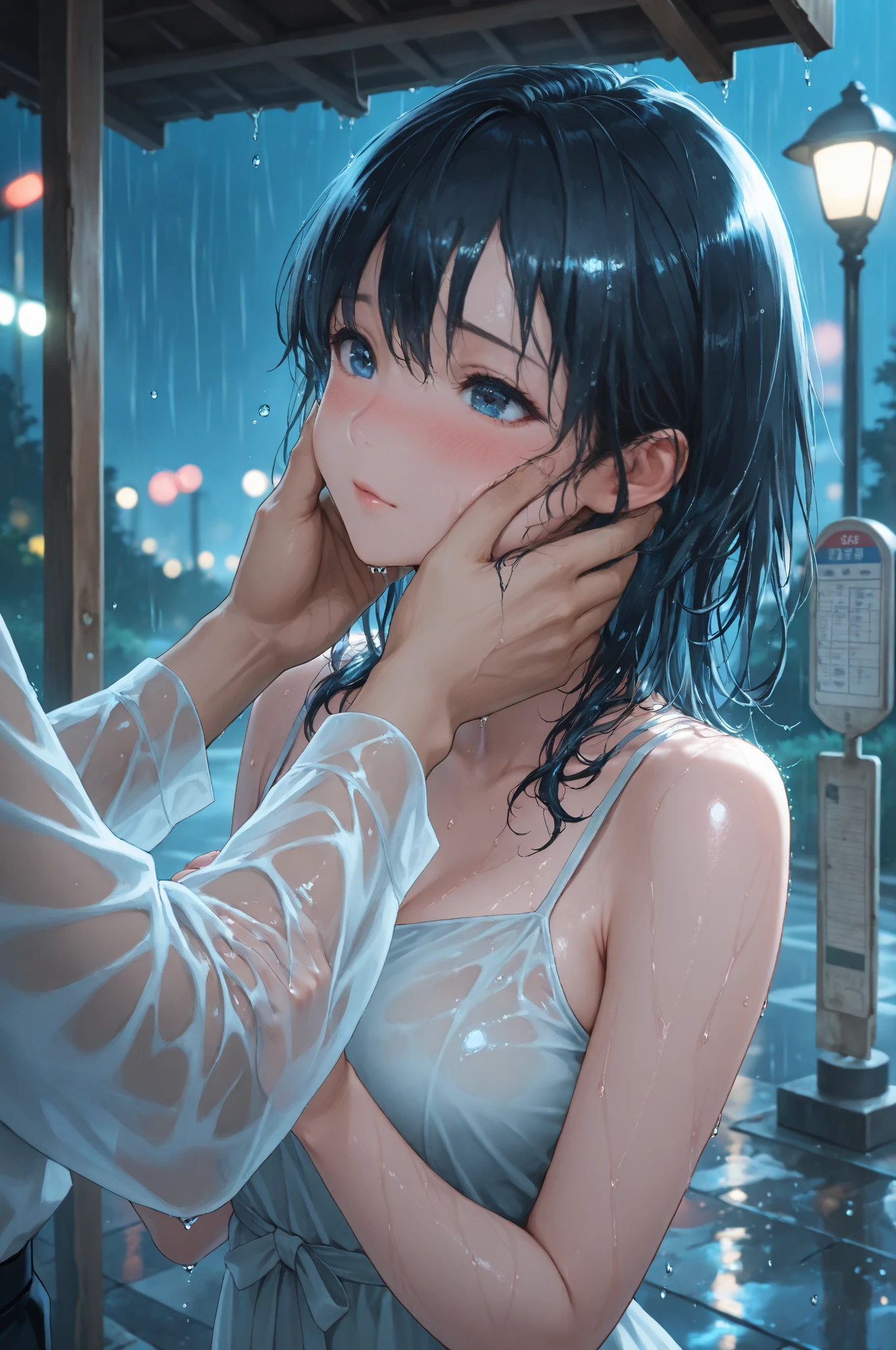 :0.5, (((HHH))), a precious special   scene, Express all her emphasized feelings through her  expressions and posing, 
ultra masterpiece, ultra high quality, spectacle scale, photorealistic:1.3, ultra high resolution, described in ultra fine detail down to the minutiae, sharp, clearly, textured, depth of field, professional composition and lighting, vivid colors, (close-up shot), from below,
, sensuous, , eros, ,  aroused, craving:1.1, (panting), messy, loose, sticky slimy, (raw), shiny, glaring, rich in color,
high grade flashy , (looking up and (enraptured:1.1 rapt:1.1 (half-open)) bedroom eyes to downward camera view)), 
wearing wrinkled (((vivid bright color (shiny satin)  pajamas dress))), , Wedgie,  , itching ,
beautiful  face, detailed mouth:1.1, detailed too shiny lips:1.1, large firm , Delicious body, oily wet translucent skin, messy loose (updo) with side-swept bangs hair, gold simple necklace earrings,
((blush)), (((sweat))), a little particle sweat drops, (((steam))), ((sigh)), ((((drooling)))), ((((())))), (((()))), ((())), (((( on body)))), 
((blissful:1.5 ecstatic expression:1.1)), oral , Drooling slimy , Give me her special H service that captivates boys, ecstatic attentive escort service  energetically, late night when  desire increases, Her  energy has increased, Anyway she is a very intense pervert, 