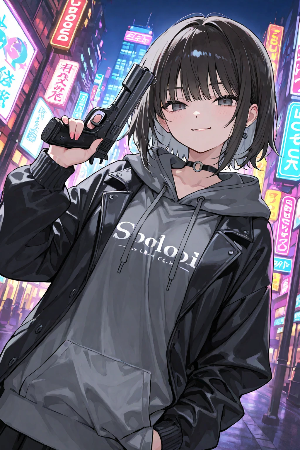 (absurdres, 8k, 4k, masterpiece, hyper extreme detailed:1.2), solo, 1girl, front view, perfect face, 1girl, portrait, looking at viewer, solo, standing, Female, Mature Female, expressive eyes, perfect face, brown hair, short hair, messy hair, smug, wide smile, wide eyes, street clothes, black shirt, red jacket, freckles, brown eyes, mouth open, wide smile, best , standing, full body, streetwear, dirty, messy, baseball bat, ball cap, , rugged, torn shorts, jean shorts, ripped shorts, ripped shirt, sneakers, crazy face, crazy eyes, crazy smile, 