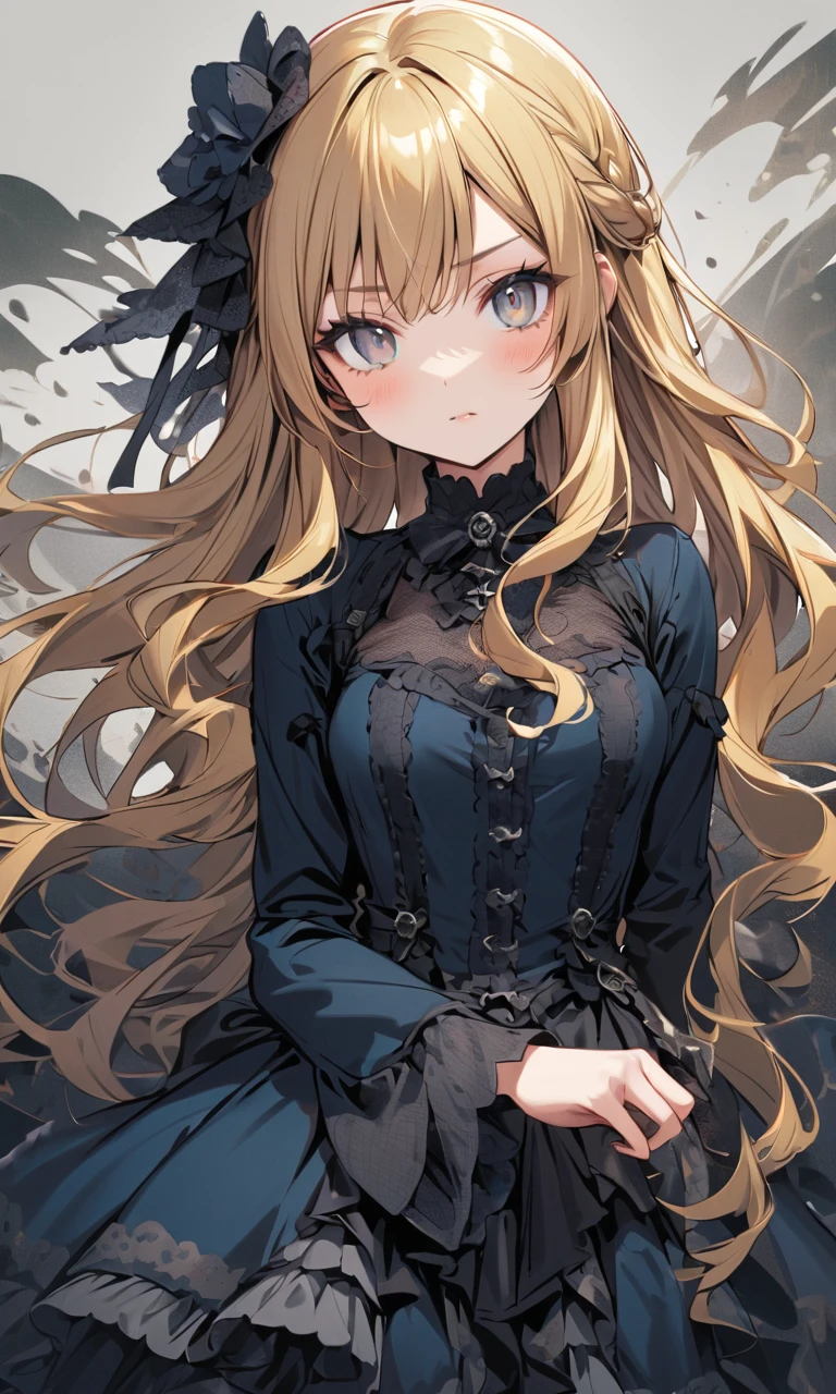 ((1 Female, 1 person, Solitary) Alice,  Humanity, Long curly blond hair, blue eyes, freckle, teenager, 18 years, Rebirth_ongoing) (Main Part, Super detailed, 8K, (HD, Sunlight:0.5, Soft_shadow:0.5, atmosphere_light, 8K, 4K, Surrealism, elegant, ((((Appearance)))), Soft Ton, 柔和的light))(((Dark, Chiaroscuro)))