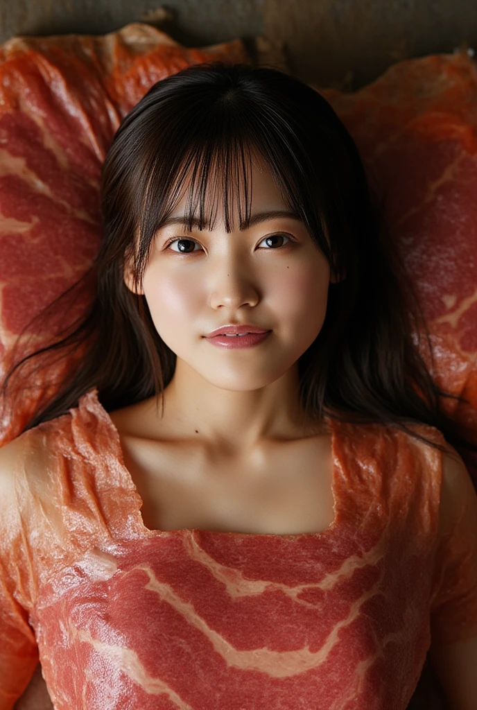 (best quality:1.2), masterpiece, Realistic, Ultra-high resolution, (((a beautiful Japanese idol 12 years old woman:1.2))), ((Gaunt:1.3)), (((Very flat :1.4))), ((Baby Face)), villainess, ((arms up)), (show me your armpit:1.2), (((She has condensed milk poured all over her body))), completely :1.2, ((Armpits are wet and shiny with sweat)), She has skin that sweats easily Soaking wet, Sweaty, ((I can see my pores:1.5)), ((Painful expression)), (((Put a very long sausage in her mouth:1.3))), ( chamber, prison:1.5)