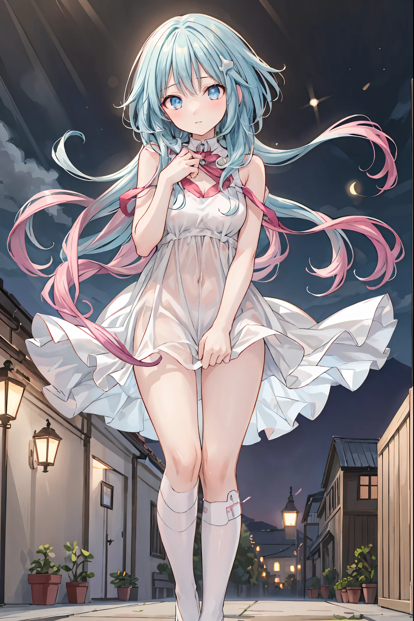 star座のパーソナリティ化,夜空に輝く十二star座が人の姿を得て舞い降りる,Gemini girl,twin girls,monozygotic,soft expression,year zero,graceful behavior, Delicate Shape ,細部までこだわり抜かれたRealistic表現,exquisite digital art,Mysterious Night Sky Background,star々white Greek style dress,High Quality,4K,Ultra Fine,Realistic,picture that follows the skin,HDR,UHD,expert level with delicate background,Vivid Colors,bokeh