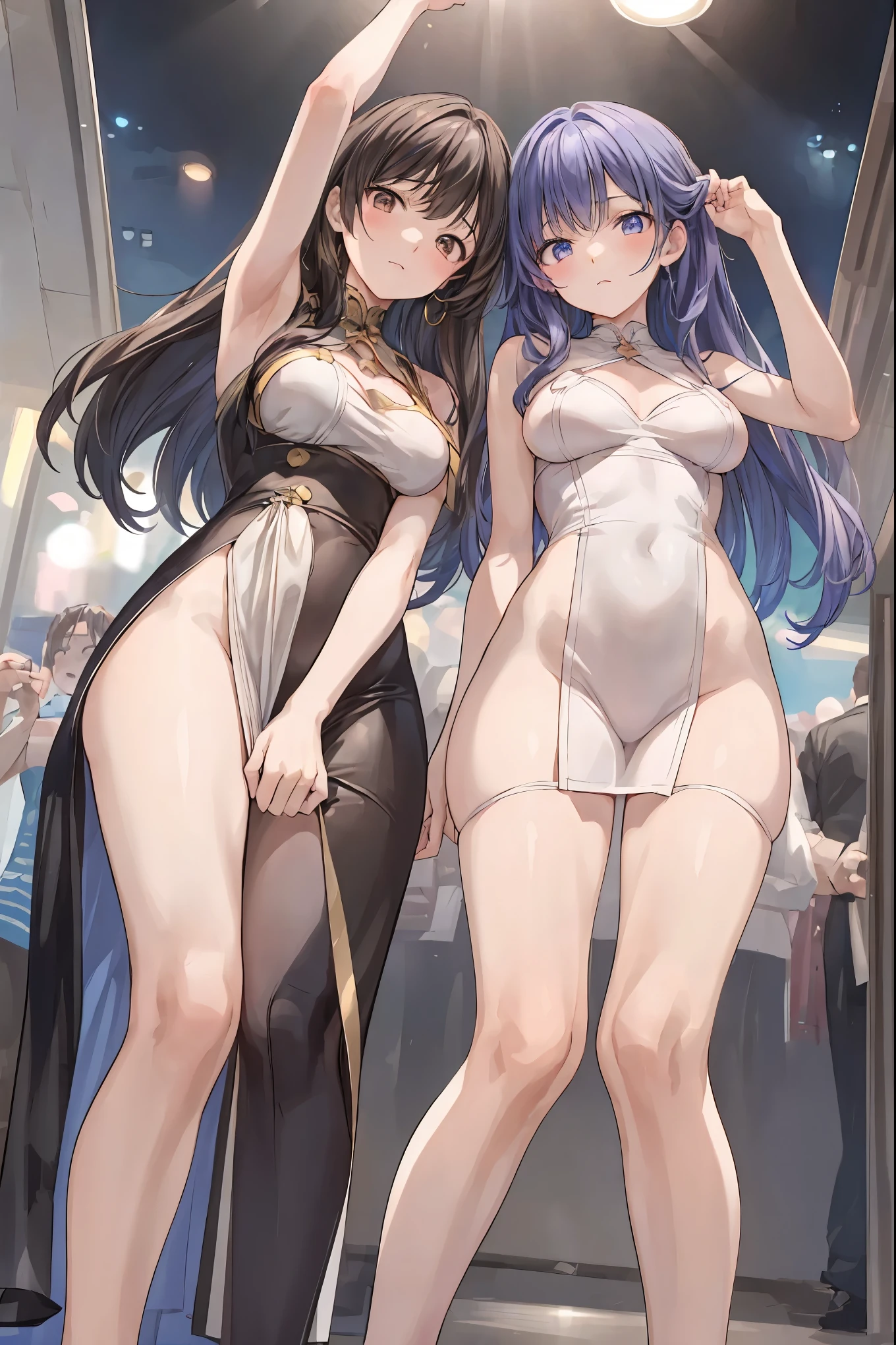 star座のパーソナリティ化,夜空に輝く十二star座がpeopleの姿を得て舞い降りる,(((Gemini twins))),((from above:1.2)),field,starが見える丘で,流star、空から降り注ぐ流star、無数の流star群、girl2people,they look the same,Gemini girl,twin girls,monozygotic,soft expression,year zero,Elegant Behavior, Delicate Shape ,細部までこだわり抜かれたRealistic表現,exquisite digital art,Mysterious Night Sky Background,star々white Greek style dress,High Quality,4K,Ultra Fine,Realistic,picture that follows the skin,HDR,UHD,expert level with delicate background, ,bokeh