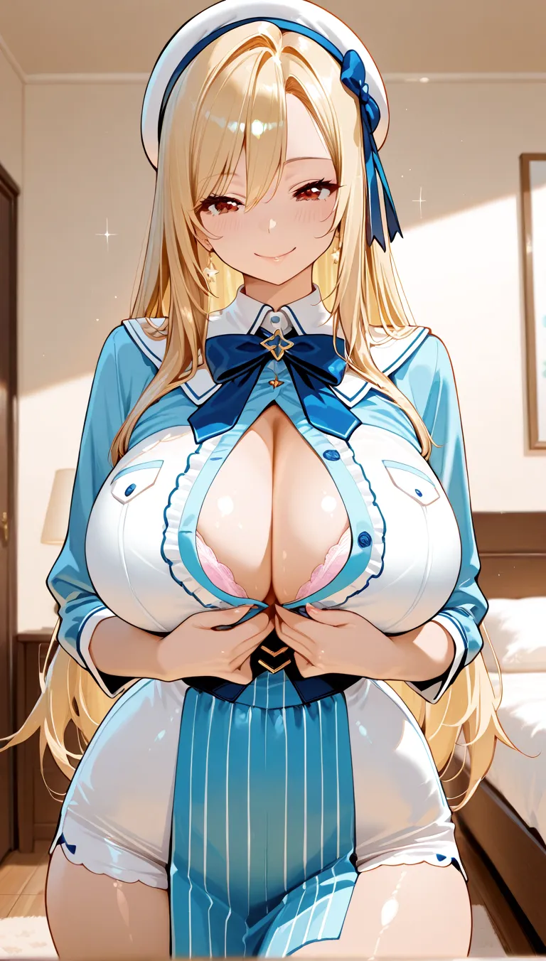 {{{masterpiece}}}, {{{highest quality}}}, {{Very detailed}}, {shape}, lucy heartfilia, Blonde girl with  twintails gives , Blonde Hair, Long Hair,  Blue Ribbon, Big ample , Earrings, throw, 1 boy,   between , My  feels tight, Wet  , Cleavage, Bedroom, Sweaty, , Moving lines, Mischievous Smile, belly button,Secretion of milk, milk, get wet, , black thighhighs, detached sleeves, midriff, cropped vest, strapless, belt, black skirt,