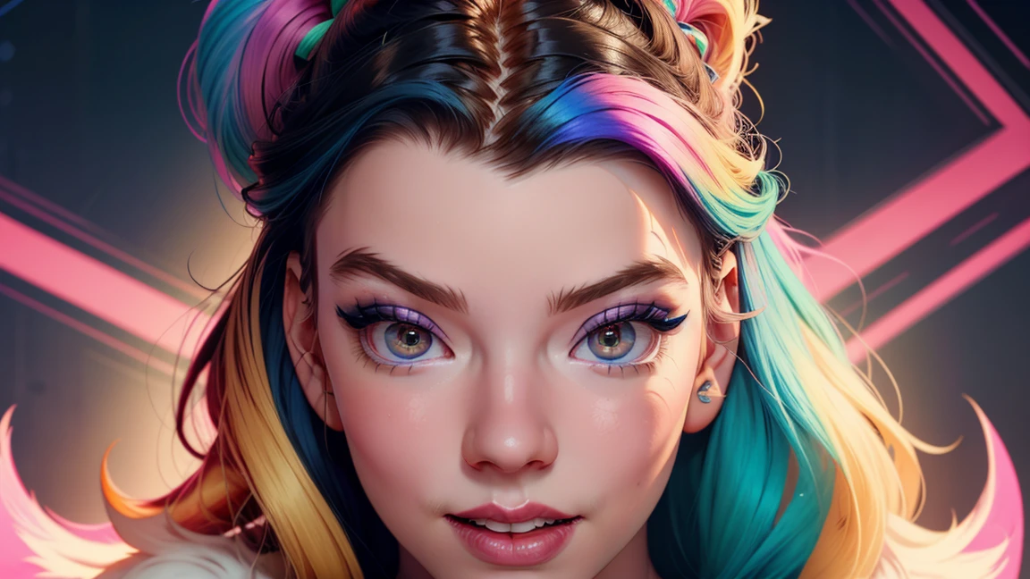 Foto de Jennifer Esposito,fotorrealista,(Camiseta Rosa Moda: 1.9),(Cor do Cabelo: 1.8), (all colors of the rainbow: 1.8),((((pintura vertical:1.6))), (pintura: 1.6),testa, Comics, Illustrations, Tintas, olhos grandes, olhos de cristal,( high ponytail rainbow color gradient:1.7), maquiagem requintada, boca fechada,(Pequeno fresco: 1.5),(Peito limpo: 1.5),(Peito limpo: 1.5) 1.6), longeyelashes, camiseta branca off-shoulder, camisa branca do ombro, looking at the audience, grandes olhos lacrimejantes, (rainbow hair color:1.6), salpicos de cor, (somente: espingo de cor, Color explosion, estilo de pintura grossa, messy linerilhante)), (Colouring), (Colouring), (Colouring), Colouring, estilo de pintura grossa, (chapinhar) (salpicos de cor), pintura vertical, parte superior do corpo, Splatter de tinta, Acrylic Pigment, gradiente, pintar, A mais alta qualidade de imagem, very high quality, Masterpiece, floor, profundidade de campo, pintura , roupas coloridas, (elegante: 1.2), Beautiful, Cabelos Longos, vento, (elegante: 1.etals: 1.4),((Masterpiece))),((melhor qualidade))),((ultra-detalhado)),(ilustration),(angle dynamic),((Flutuante)),(pintura),((cabelos desgrenhados)),(somente),(1Menina) , (((Rosto anima detalhado))),((Rosto anima detalhado)),(rosto bonito e detalhado )),colar,ombros nus,cabelos brancos, ((Cabelos Coloridos)),((cabelo listrado)),(olhos detalhados bonitos,(gradient color eyes),((Eye Colorationackground Coloring ))),(high saturated))),((surrounded by splashes Colorings))),