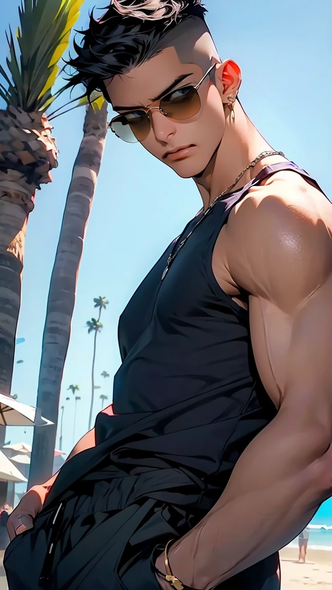 Ultra-realistic CG K ,((premium、8k、32k、Masterpiece、NFFSW:1.3)), (superfine illustration)、(super high resolution), (((adult body))), (((1 young man masculine features:1.5))), ((( modern short hair))), 25 year old cyberpunk gladiator with perfect body, Shoulder pads with metal spikes., Gladiadores in Brooklyn, (( short hair bob )), Torn rugby team t-shirt, wild urban style by Simon Bisley, short blonde hair, sportswear, Metallic protection on the left arm with complex graphics....., Dark red with white stars and blue and white stripes.,(( dynamic pose:1.5)), armor, Full of spikes and rivets., poison tattoo (((Image from the knee up))), short white blonde hair, In the background、 There is a wall with an intricate design painted by Shepard Fairey.....