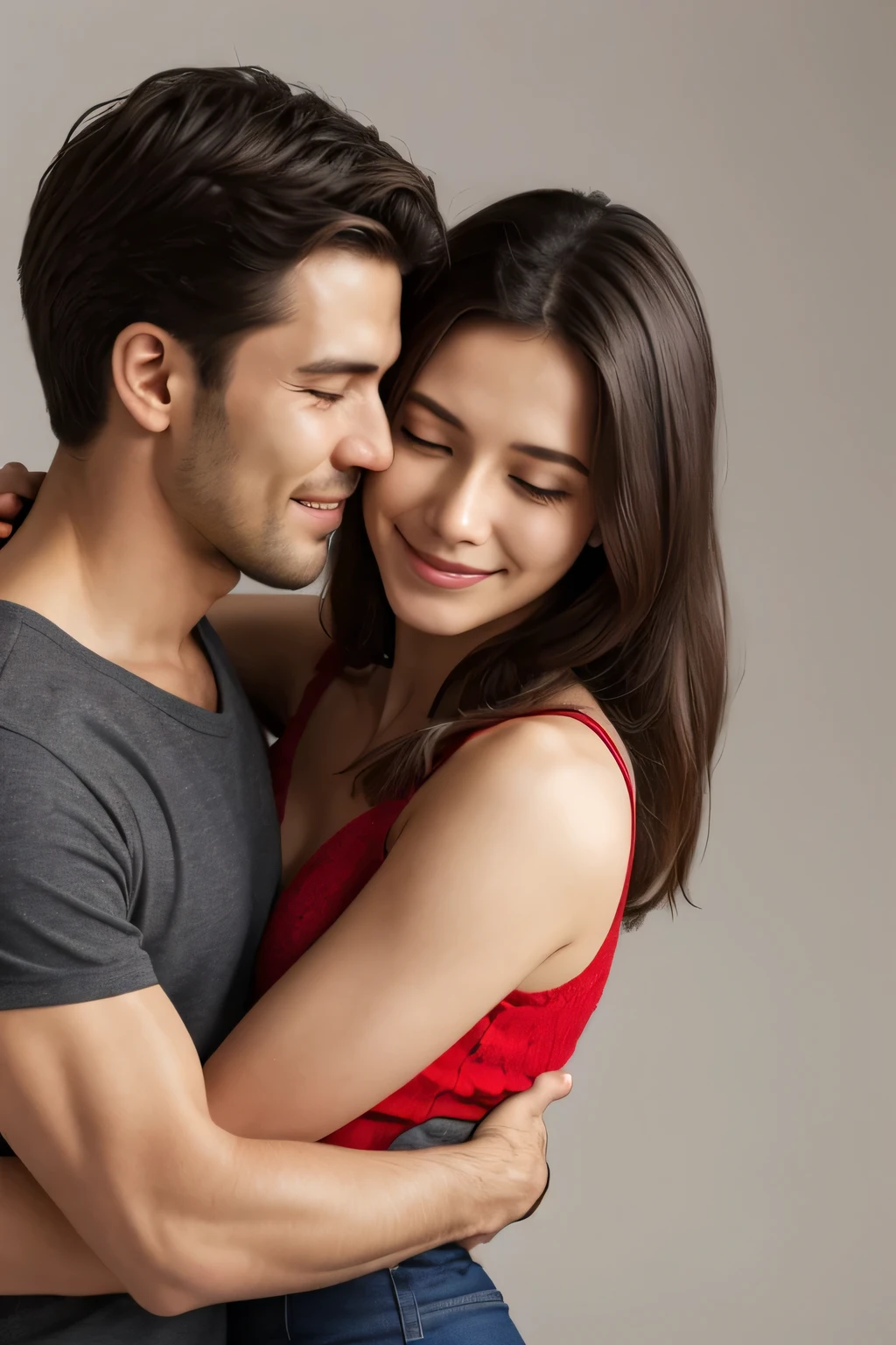 man and woman hugging