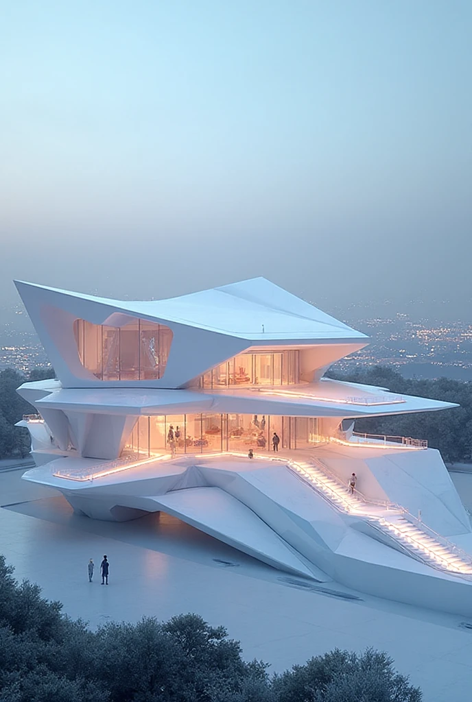 A futuristic conceptual building named Happiness Base, located at the ...