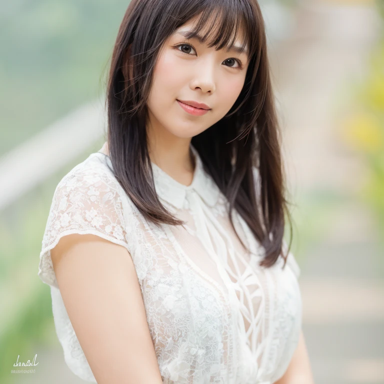 ((Highest quality、8K、masterpiece:1.3))、Realistic, Sharp focus, High resolution, High resolution, Portraiture, alone, Japanese, Middle-aged women, Beautiful woman, 26 years old、Big Breasts、Seaweed pattern casual dress、Photograph the whole body、ancient ruins、smile