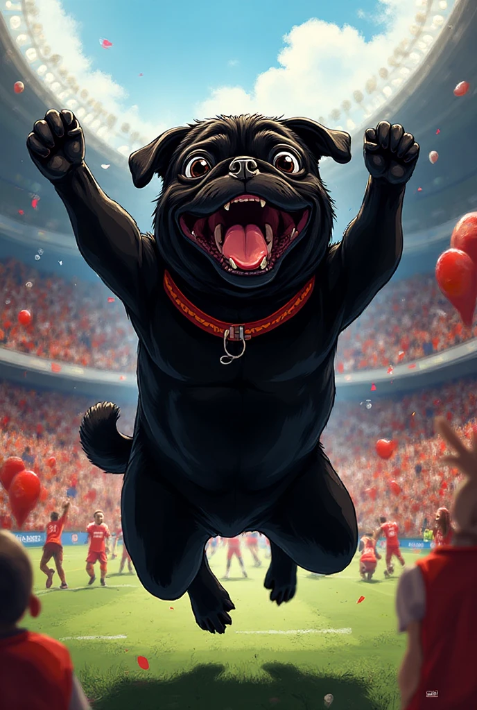 Black pug celebrating the Chivas' 2-1 win against America 