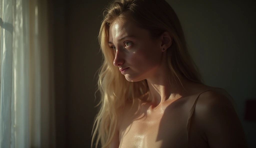 I am the lines of her and her body and her  that can be seen very real in blur but her beautiful and defined face shows her internal sadness and of her different faces that exist above her of her different lives only a figure of her  can be seen in blur and the expression of her face that sees the pain with that light of nostalgia and shadows with volumes , It is hope come true, her entire body is seen in blur, the message I want to convey is that there is tranquility for her. , 24k artwork uses volume in shadows uses the rules of composition uses the rules of cinema uses its colors rule of thirds and all the rules of photography uses the compositions of cinema shadows with volume and uses the latest image creation techniques photoshop rendering creates deep shadows highlighting the volume of 3d reality